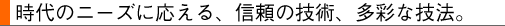 時代のニーズに応える、信頼の技術、多彩な技法。